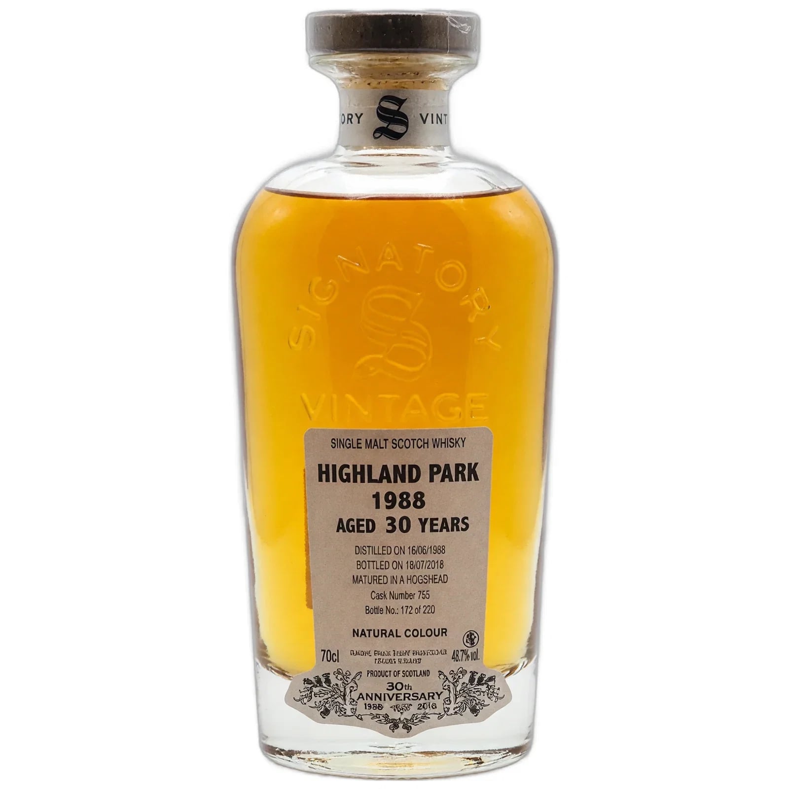 Highland Park 30 Years Old 1988 30th Anniversary Signatory Vintage Cask Nr. 755