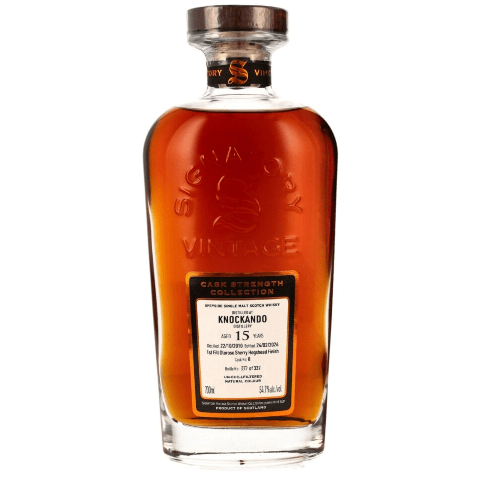 Knockando 15 Years Old 2010 Cask Strength Collection Signatory Vintage Cask Nr.8
