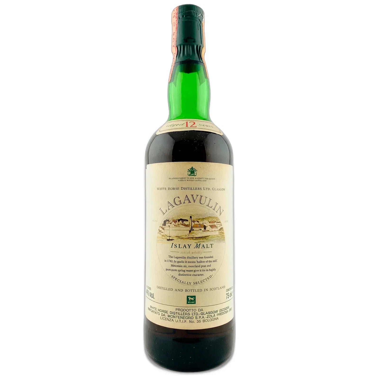 Lagavulin 12 Years Old 1980 White Horse Distillers Ltd. Red 12 On Shoulder 75 cl