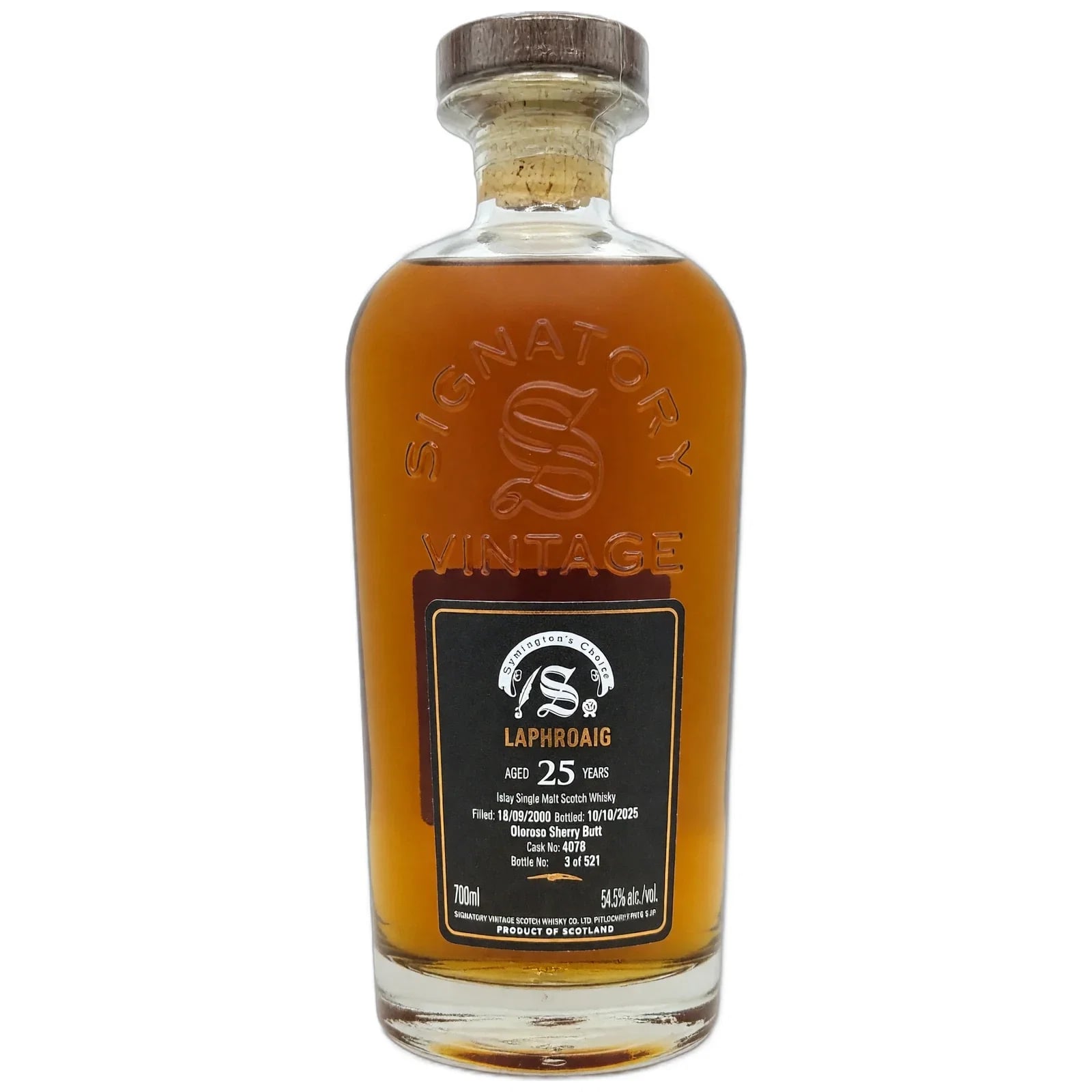 Laphroaig 25 Years Old 2000 Cask Strength Collection Symington’s Choice Signatory Vintage Cask Nr. 4078