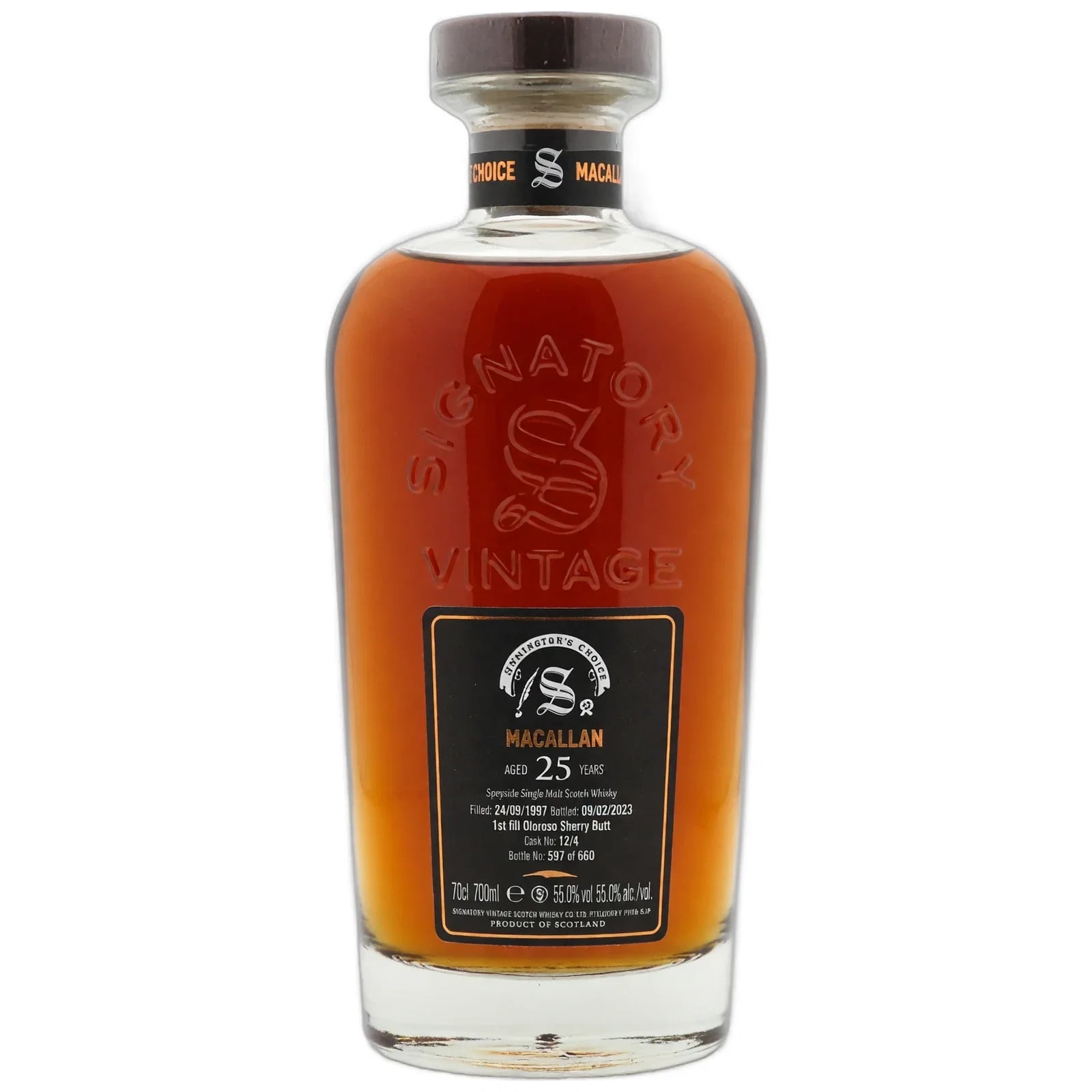 Macallan 25 Years Old 1997 Cask Strength Collection Symington’s Choice Signatory Vintage Cask Nr. 12/4