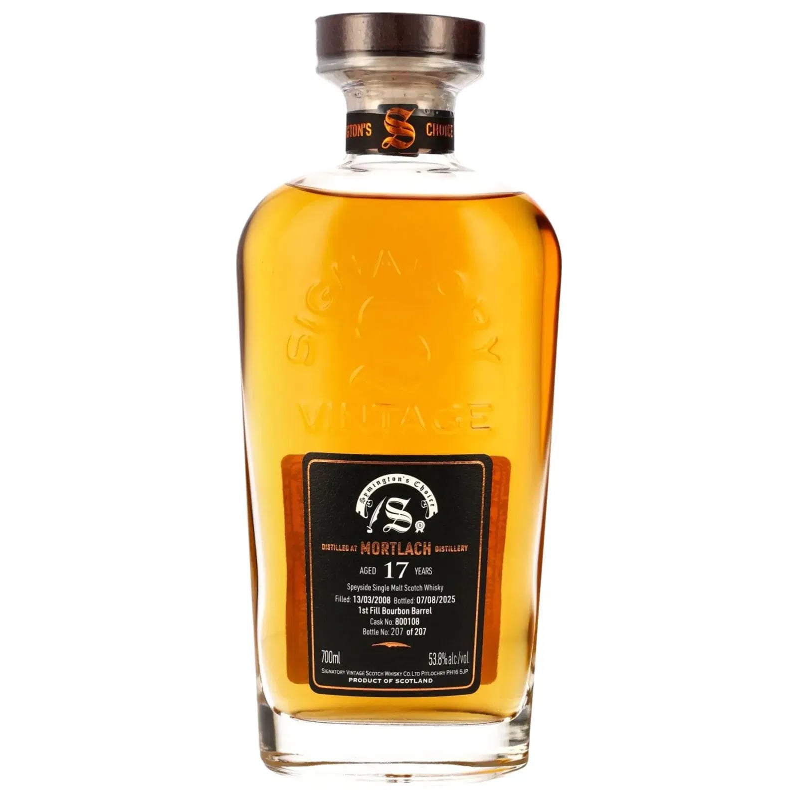 Mortlach 17 Years Old 2008 Cask Strength Collection Symingtons Choice Signatory Vintage Cask 800108