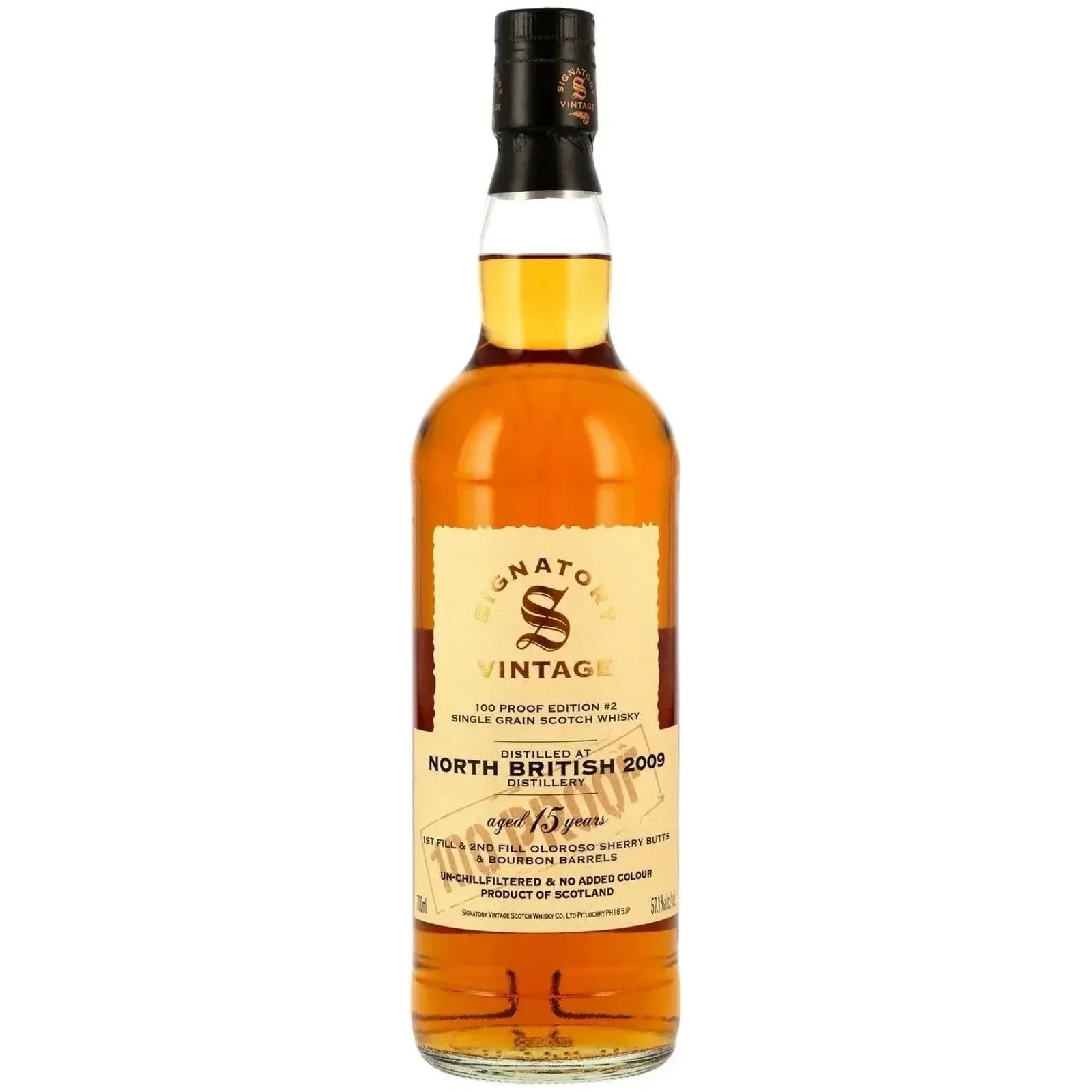 North British 15 Years Old 2009 100 Proof Grain Edition #2 Signatory Vintage
