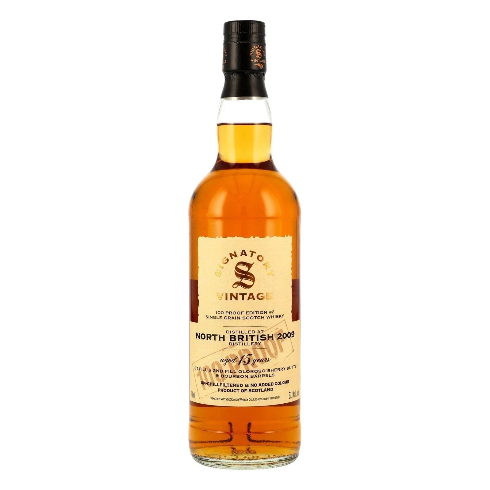North British 15 Years Old 2009 100 Proof Grain Edition #2 Signatory Vintage