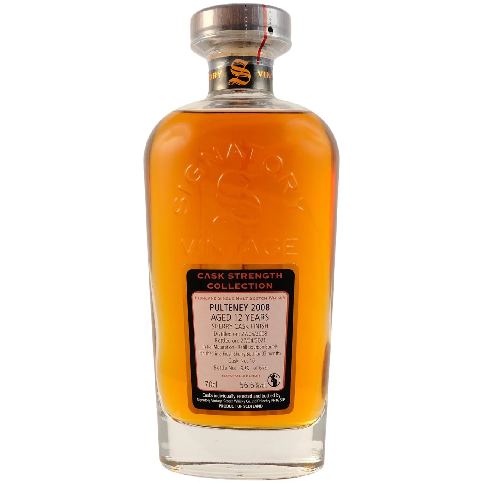 Old Pulteney 12 Years Old 2008 Cask Strength Collection Signatory Vintage 16