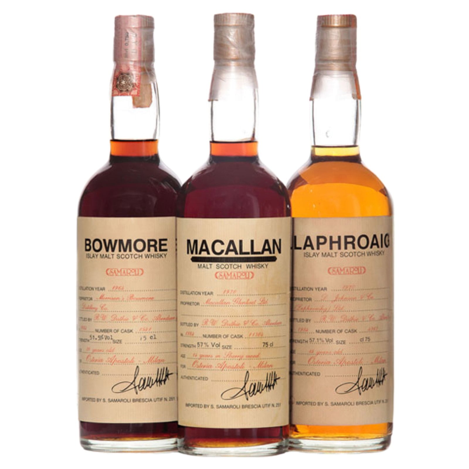 Samaroli Osteria Apostoli Collection (Macallan, Laphroaig & Bowmore)