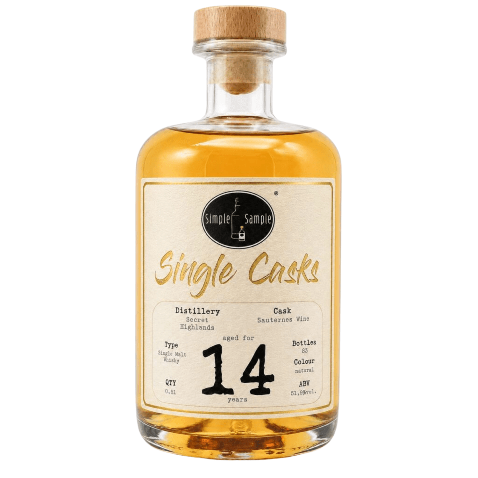 Secret Highlands 14 Years Old Single Cask Simple Sample 50 cl