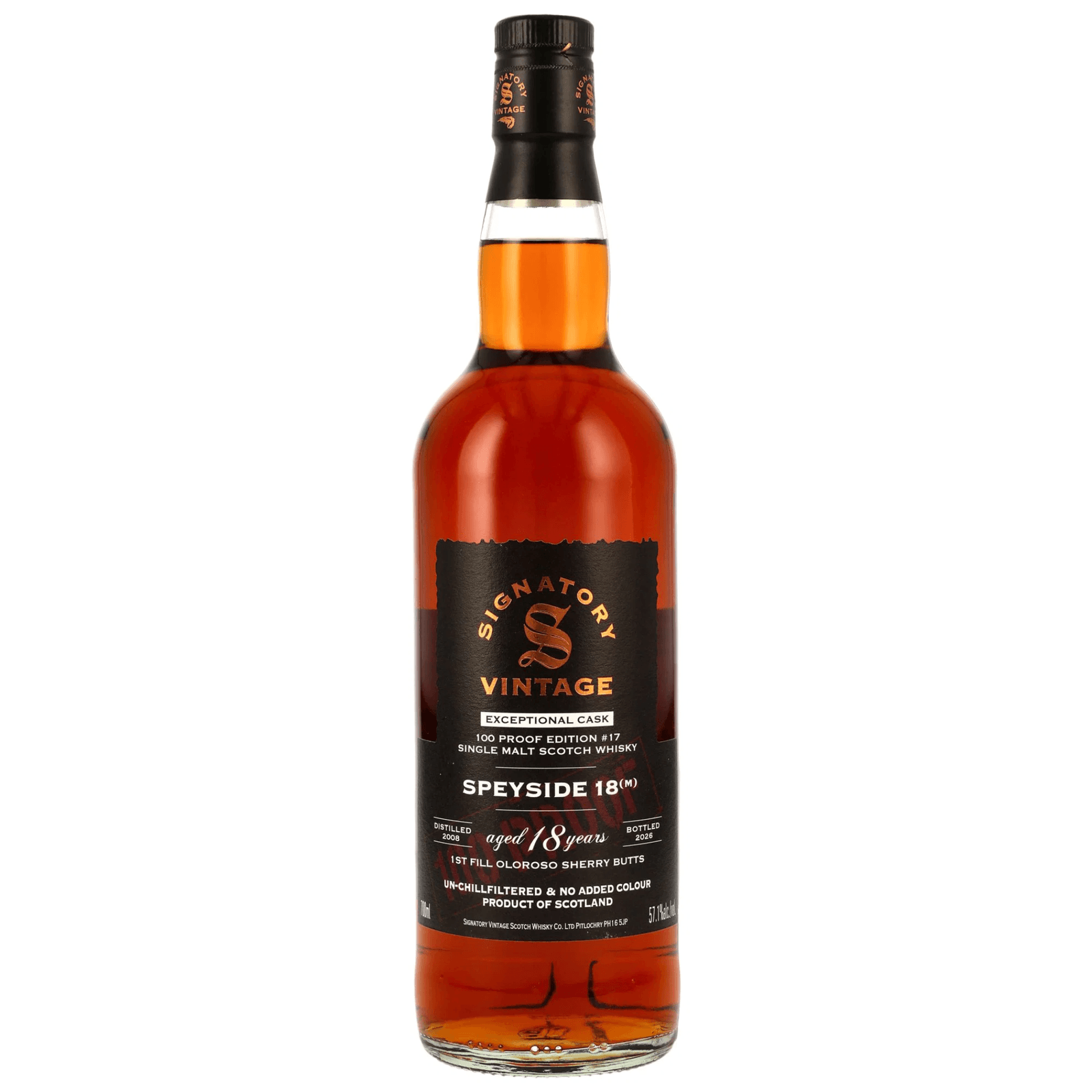 Speyside 18 Years Old 2008 100 Proof Exceptional Cask Edition Nr. 17 Signatory Vintage