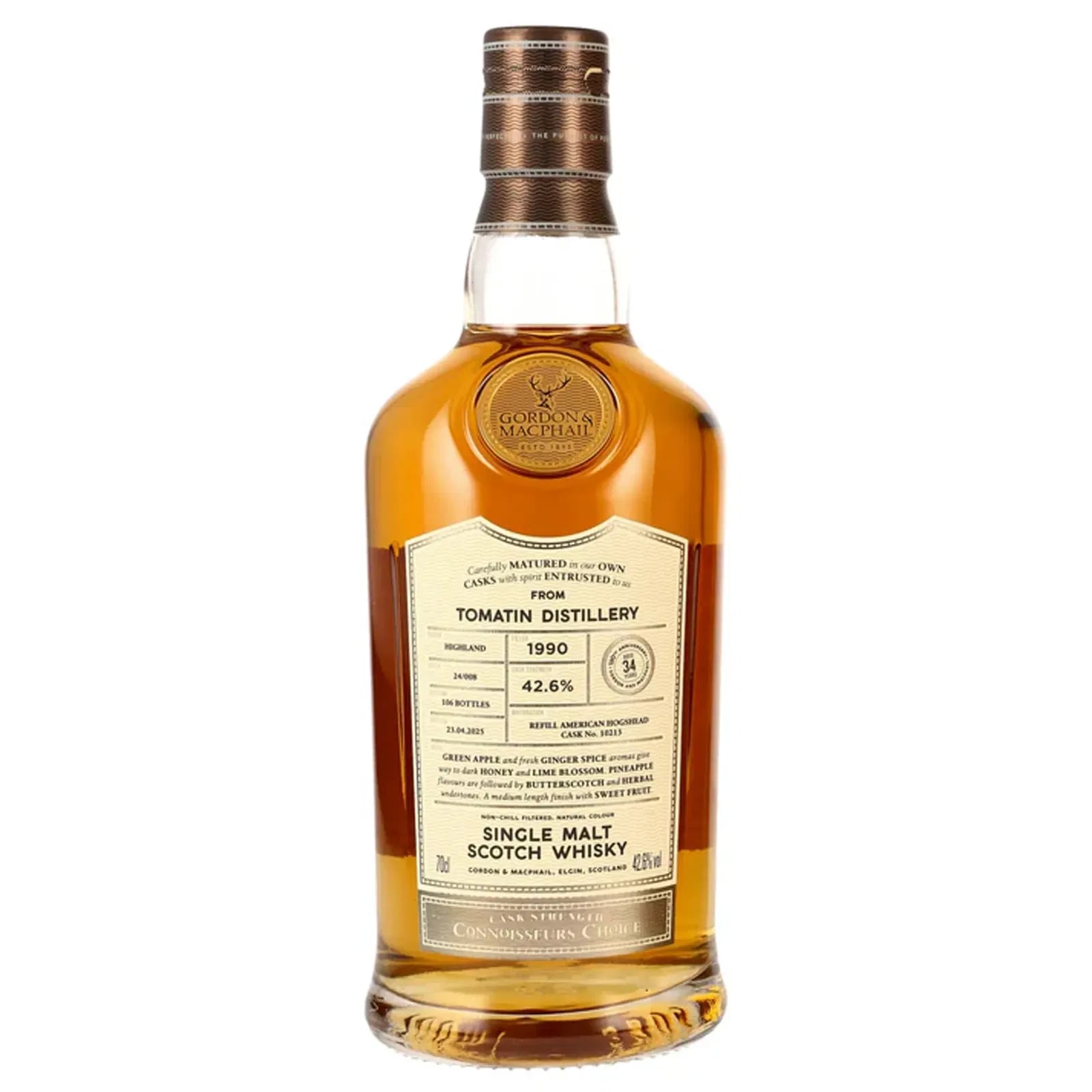 Tomatin 34 Years Old 1990 Connoisseurs Choice Cask Strength Upper Gordon & MacPhail Cask 10213