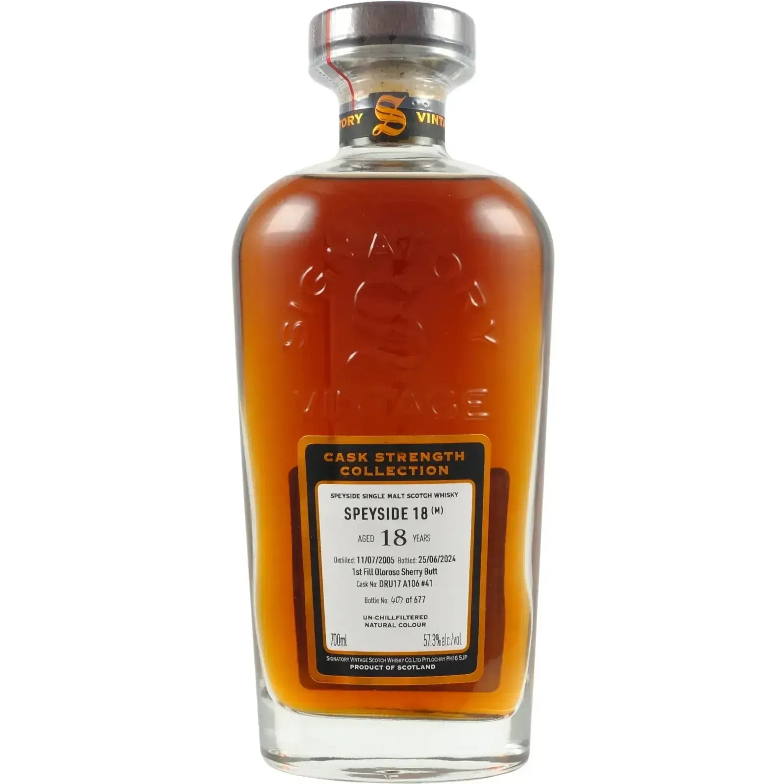 Speyside 18 Years Old 2005 Cask Strength Collection Signatory Vintage DRU17 A106 #41