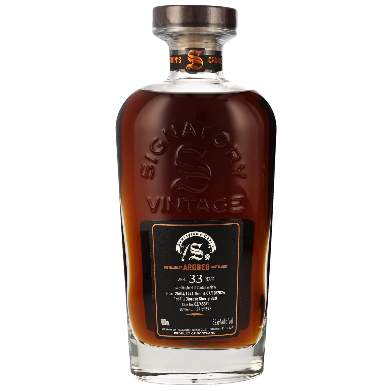 Ardbeg 33 Years Old 2024 Signature Rare Release Signatory Vintage 02/453/1