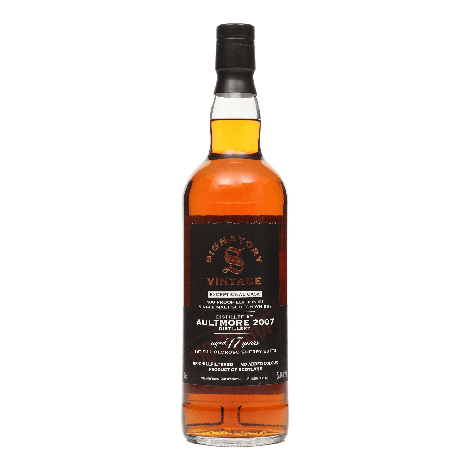Aultmore 17 Years Old 2007 100 Proof Edition #1 Signatory Vintage