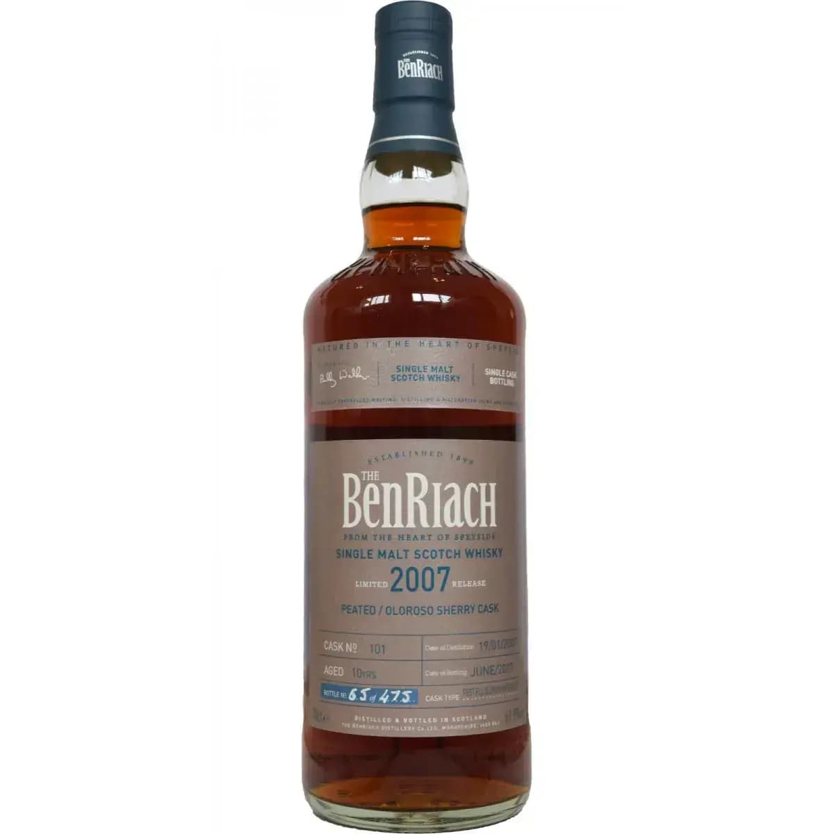 BenRiach 10 Years Old 2007 Cask Bottling Cask Nr.101