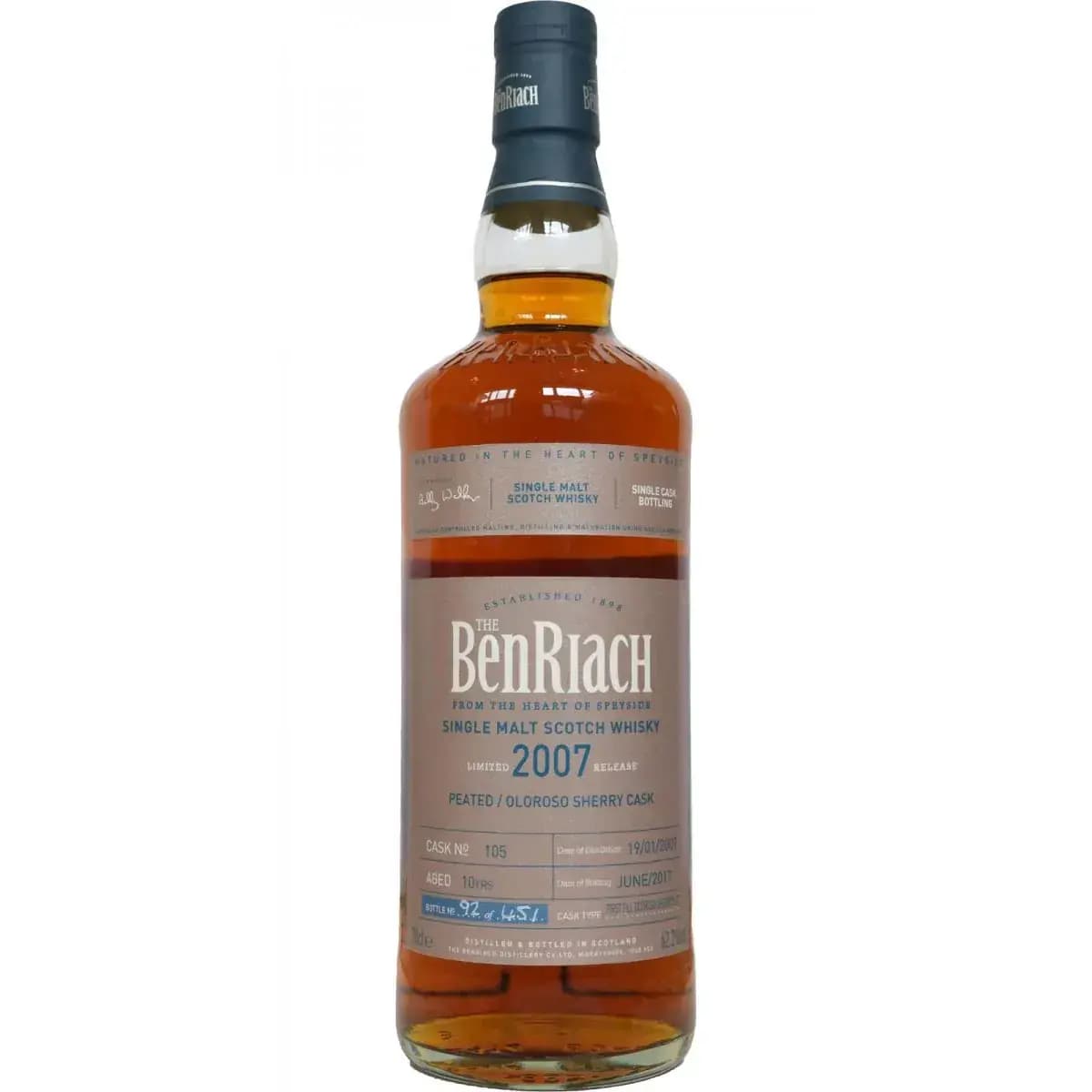 BenRiach 10 Years Old 2007 Cask Bottling Cask Nr.105
