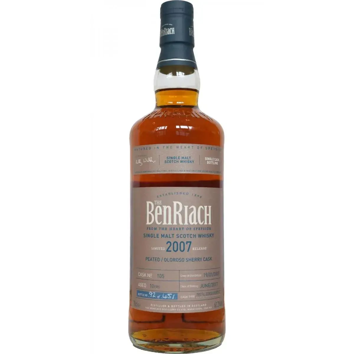 BenRiach 10 Years Old 2007 Cask Bottling Cask Nr.105