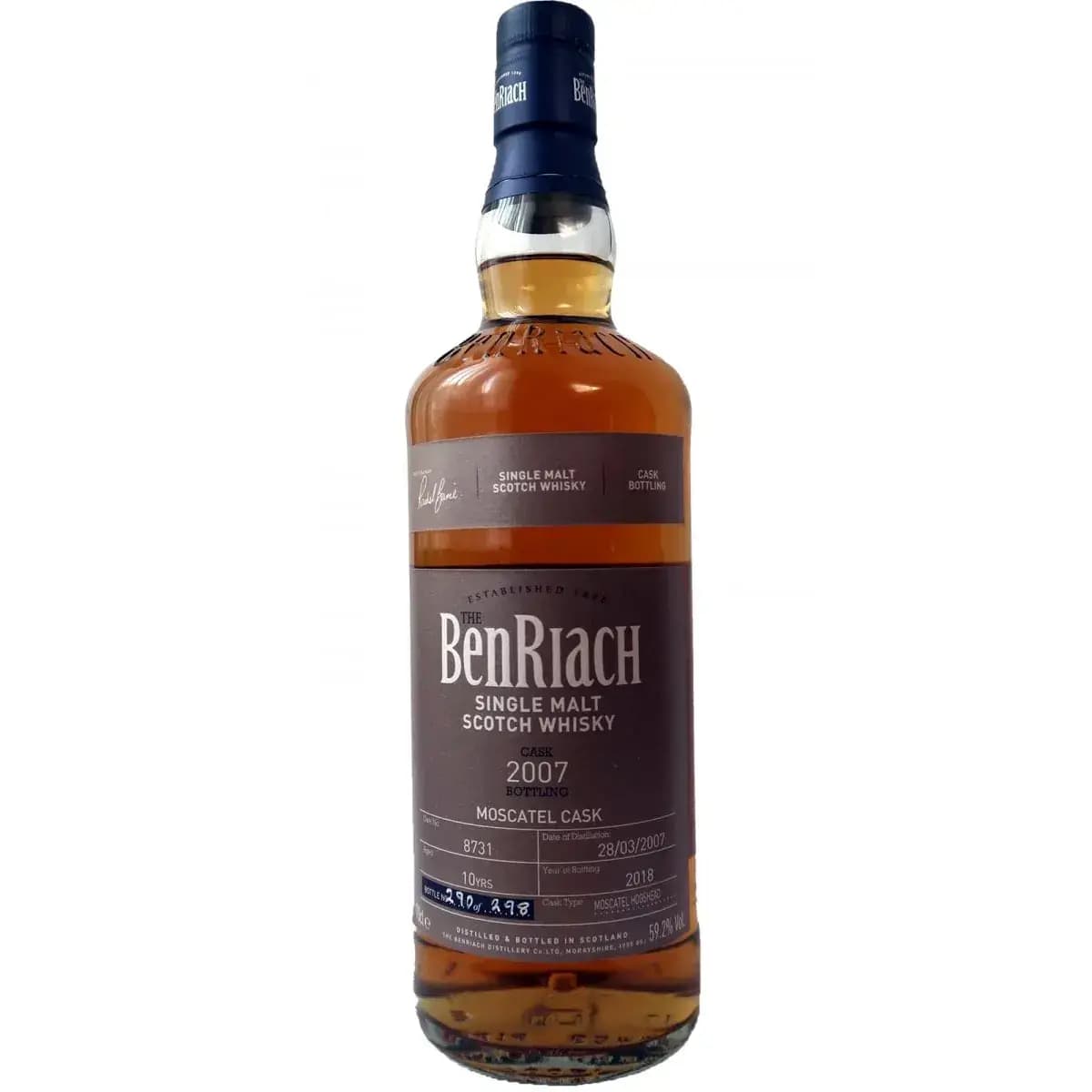 BenRiach 10 Years Old 2007 Cask Bottling Cask Nr.8731