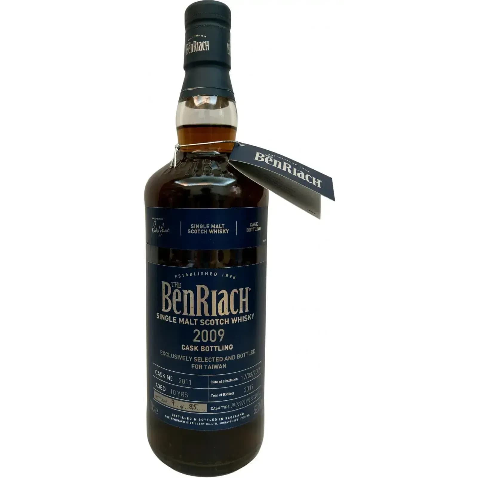 BenRiach 10 Years Old 2009 Cask Bottling Cask Nr.2011