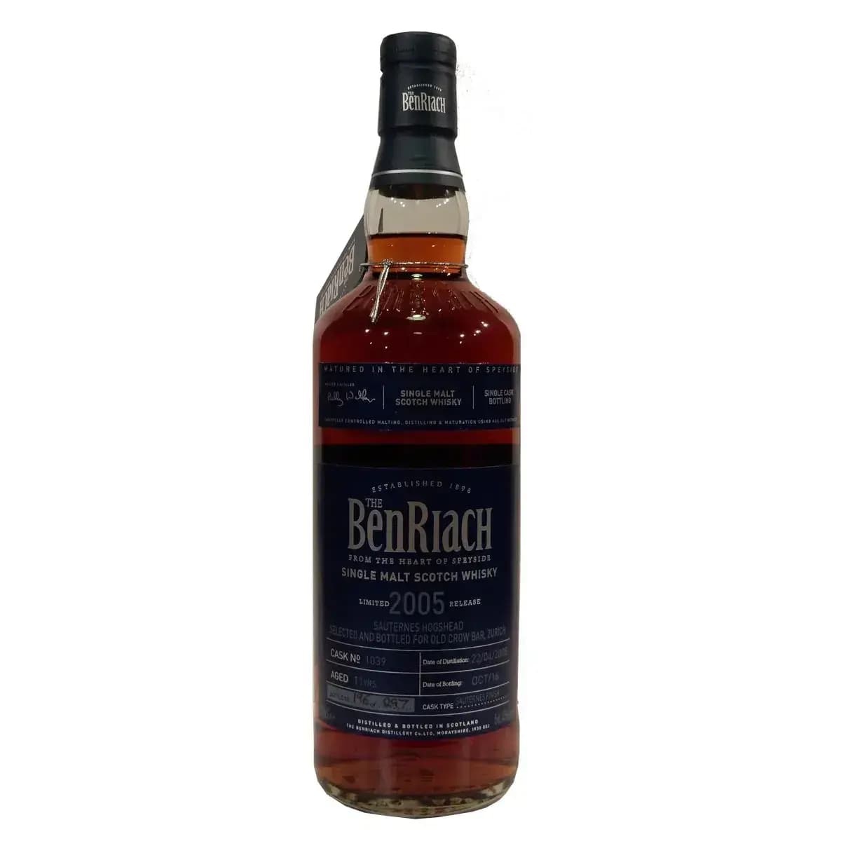 BenRiach 11 Years Old 2005 Single Cask Bottling Cask Nr.1039