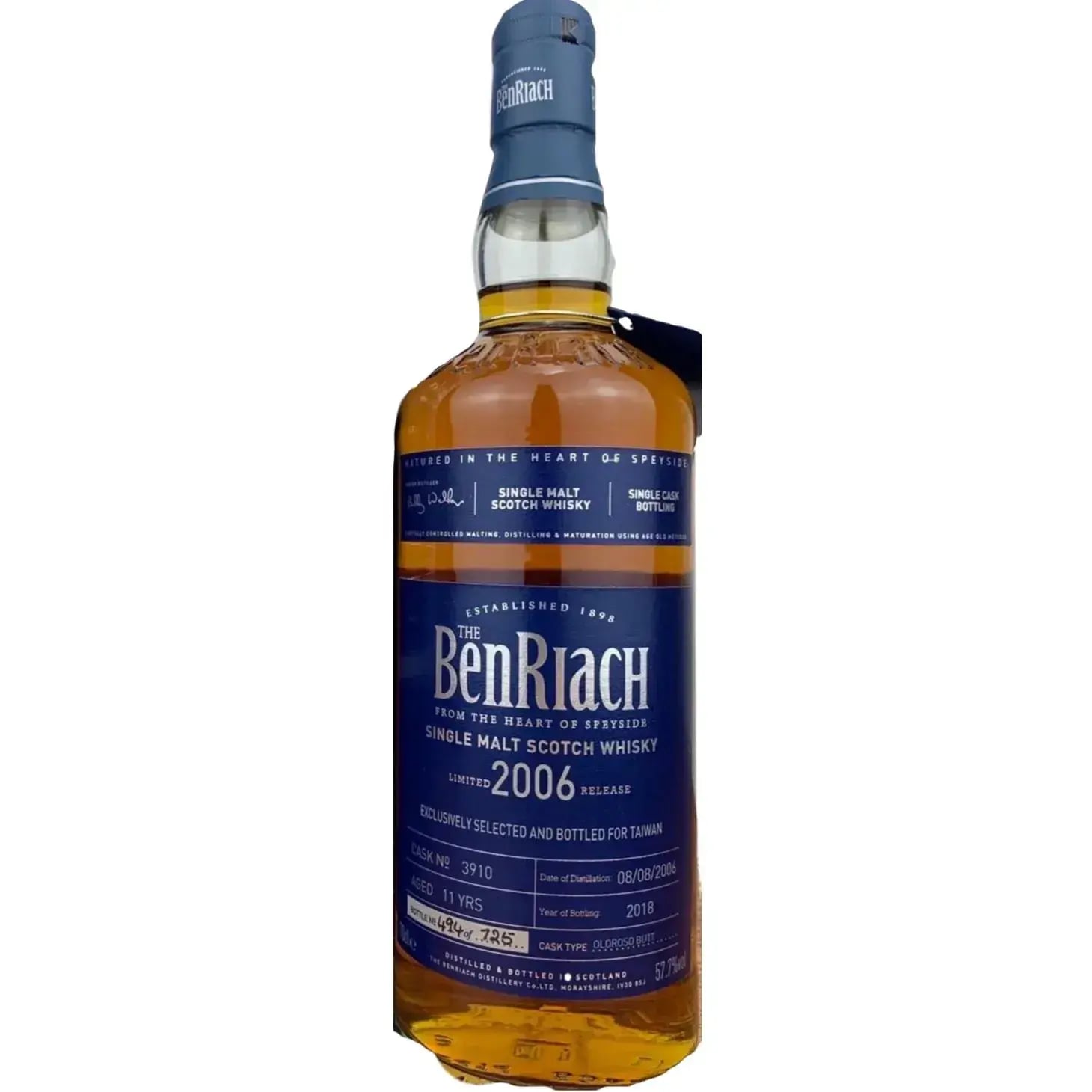 BenRiach 11 Years Old 2006 Cask Bottling Cask Nr.3910