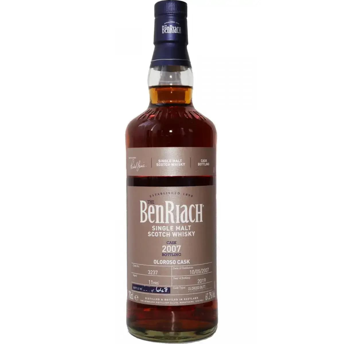 BenRiach 11 Years Old 2007 Cask Bottling Cask Nr.3237