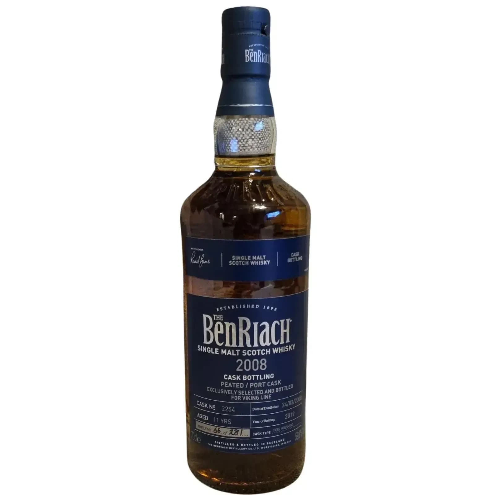 BenRiach 11 Years Old 2008 Cask Bottling Cask Nr.2254
