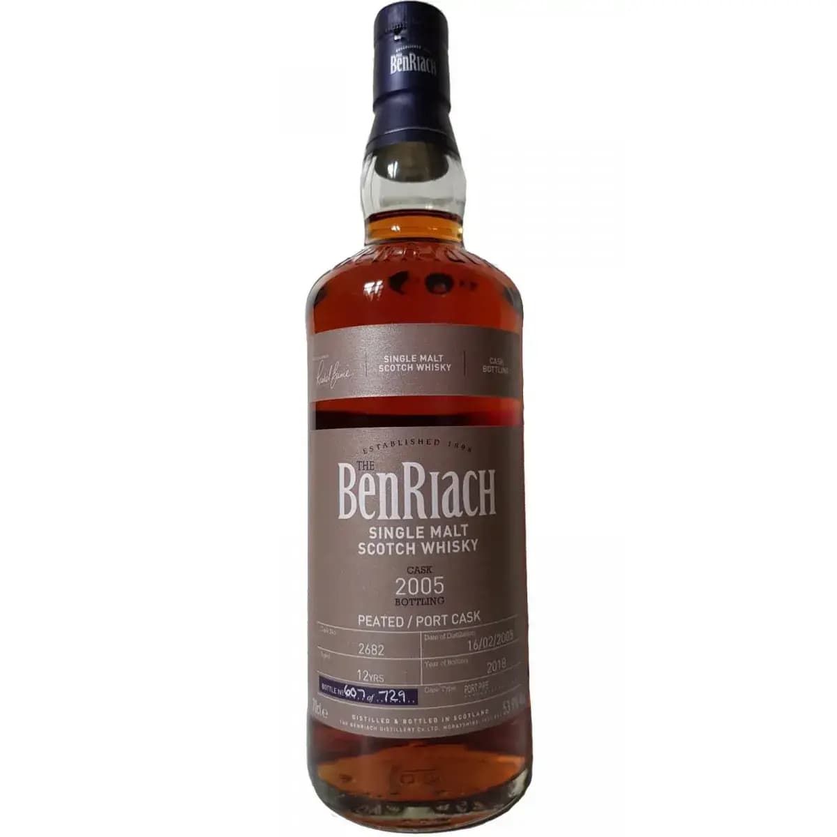 BenRiach 12 Years Old 2005 Peated Single Cask Bottling - Batch 15 Cask Nr.2682