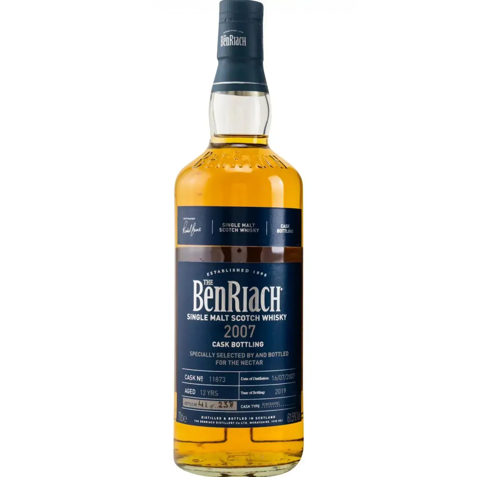 BenRiach 12 Years Old 2007 Cask Bottling Cask Nr.11873
