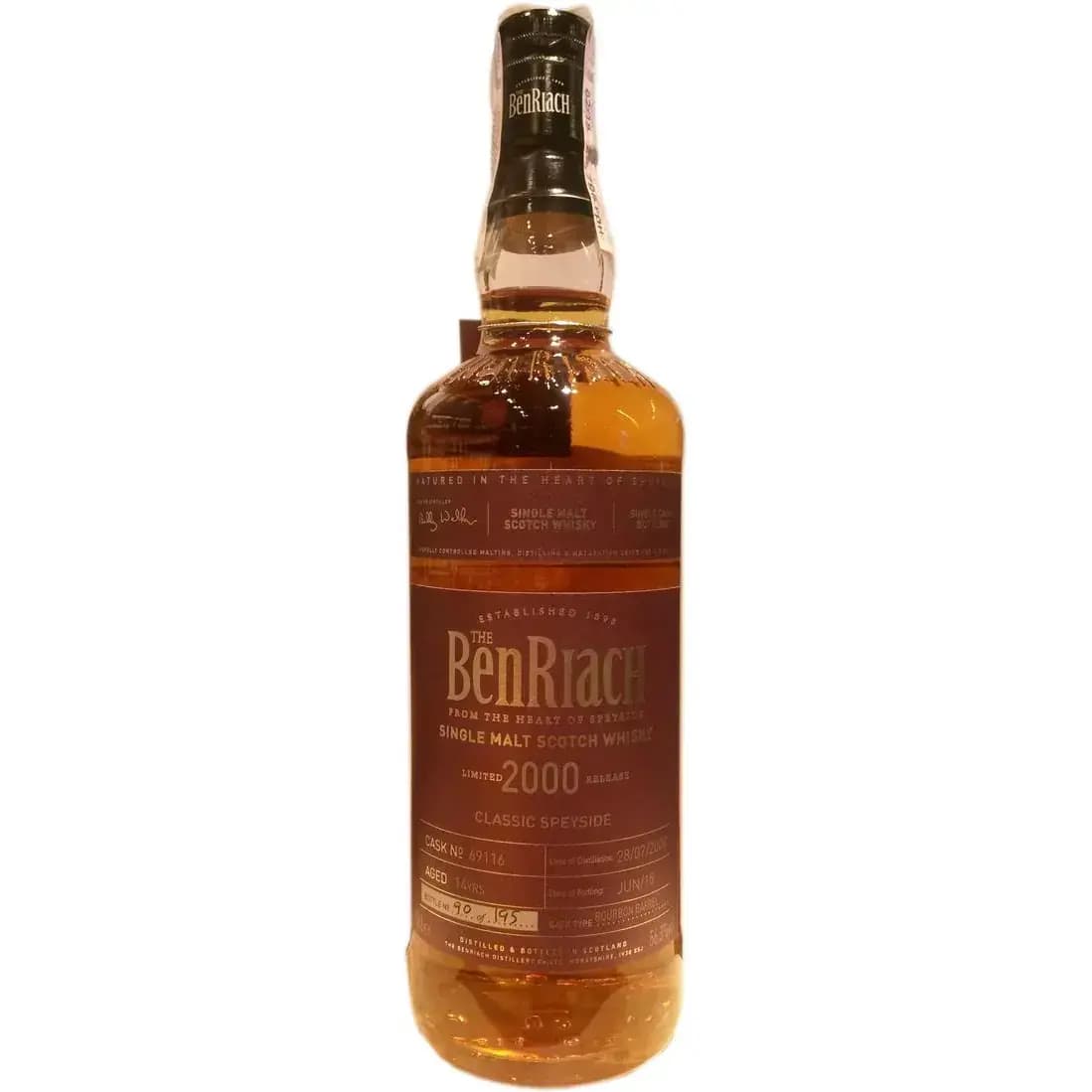 BenRiach 14 Years Old 2000 Single Cask Bottling - Batch 12 Cask Nr.69116