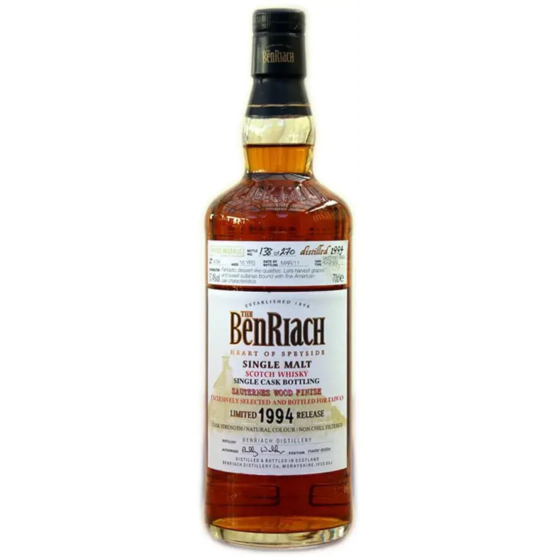 BenRiach 16 Years Old 1994 Sauternes Wood Finish Cask Nr.4794