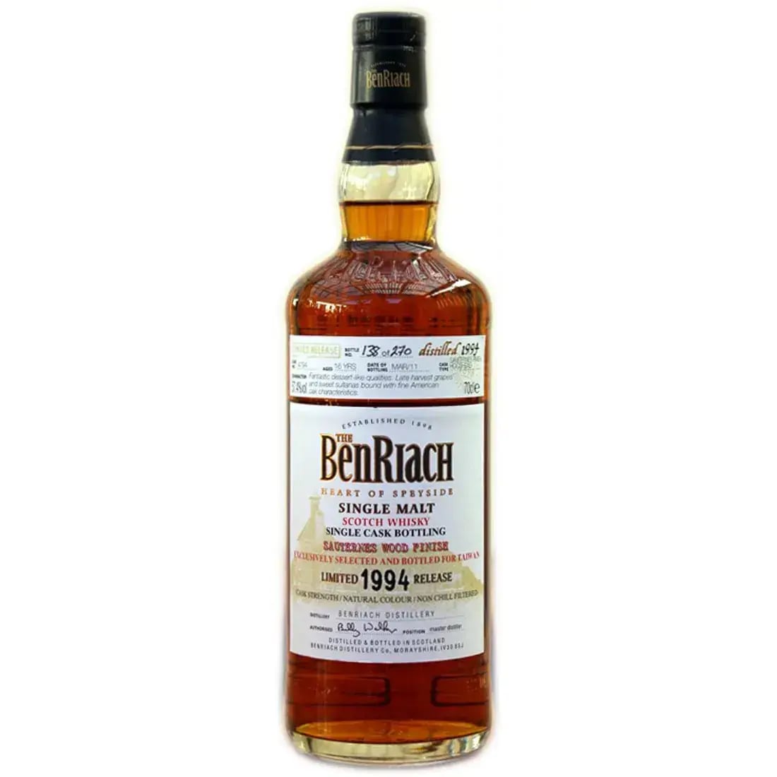 BenRiach 16 Years Old 1994 Sauternes Wood Finish Cask Nr.4794