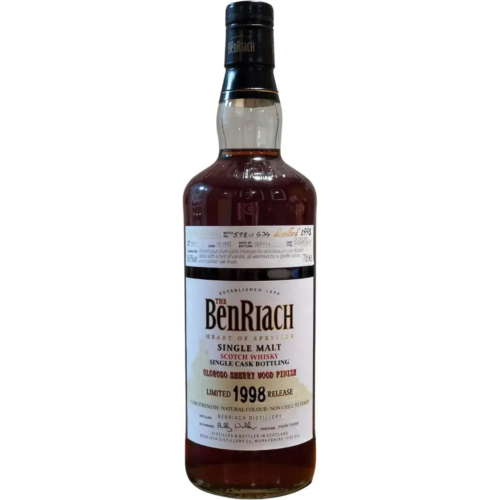 BenRiach 16 Years Old 1998 Single Cask Bottling Cask Nr.3621