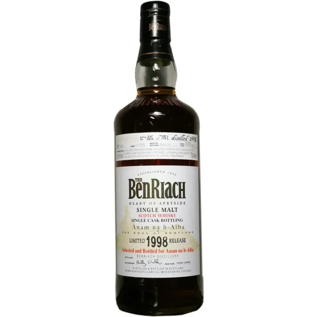 BenRiach 16 Years Old 1998 Single Cask Bottling Cask Nr.7580