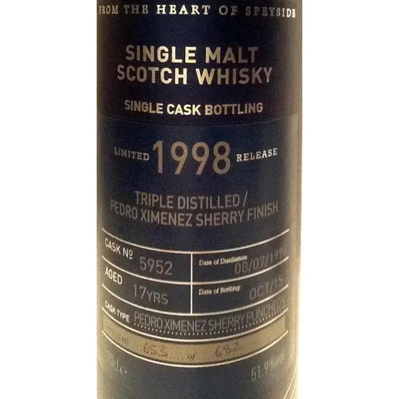 BenRiach 17 Years Old 1998 Single Cask Bottling Cask Nr.5952