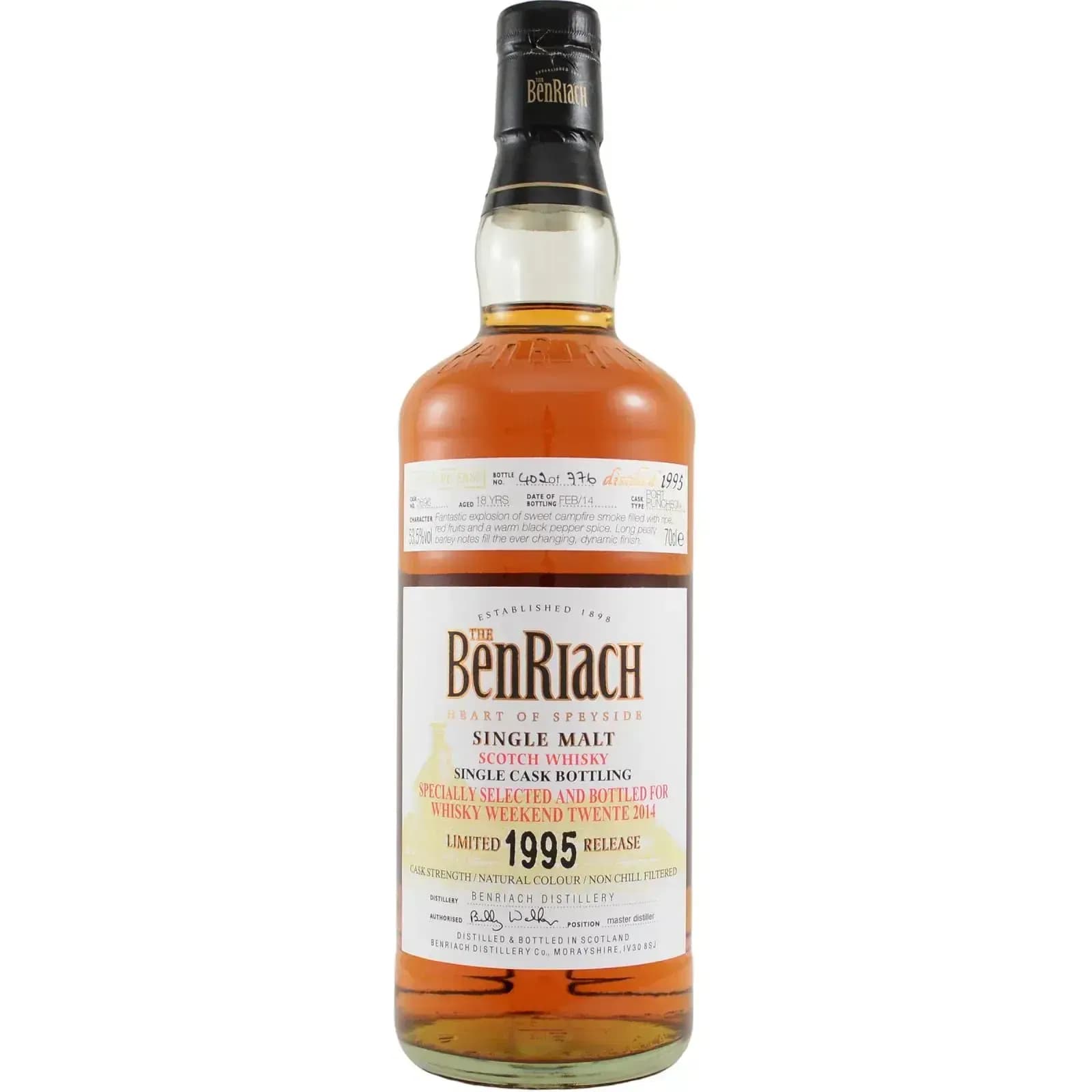 BenRiach 18 Years Old 1995 Single Cask Bottling Cask Nr.3696