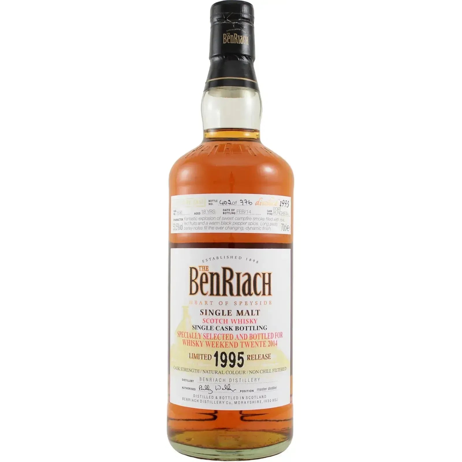 BenRiach 18 Years Old 1995 Single Cask Bottling Cask Nr.3696