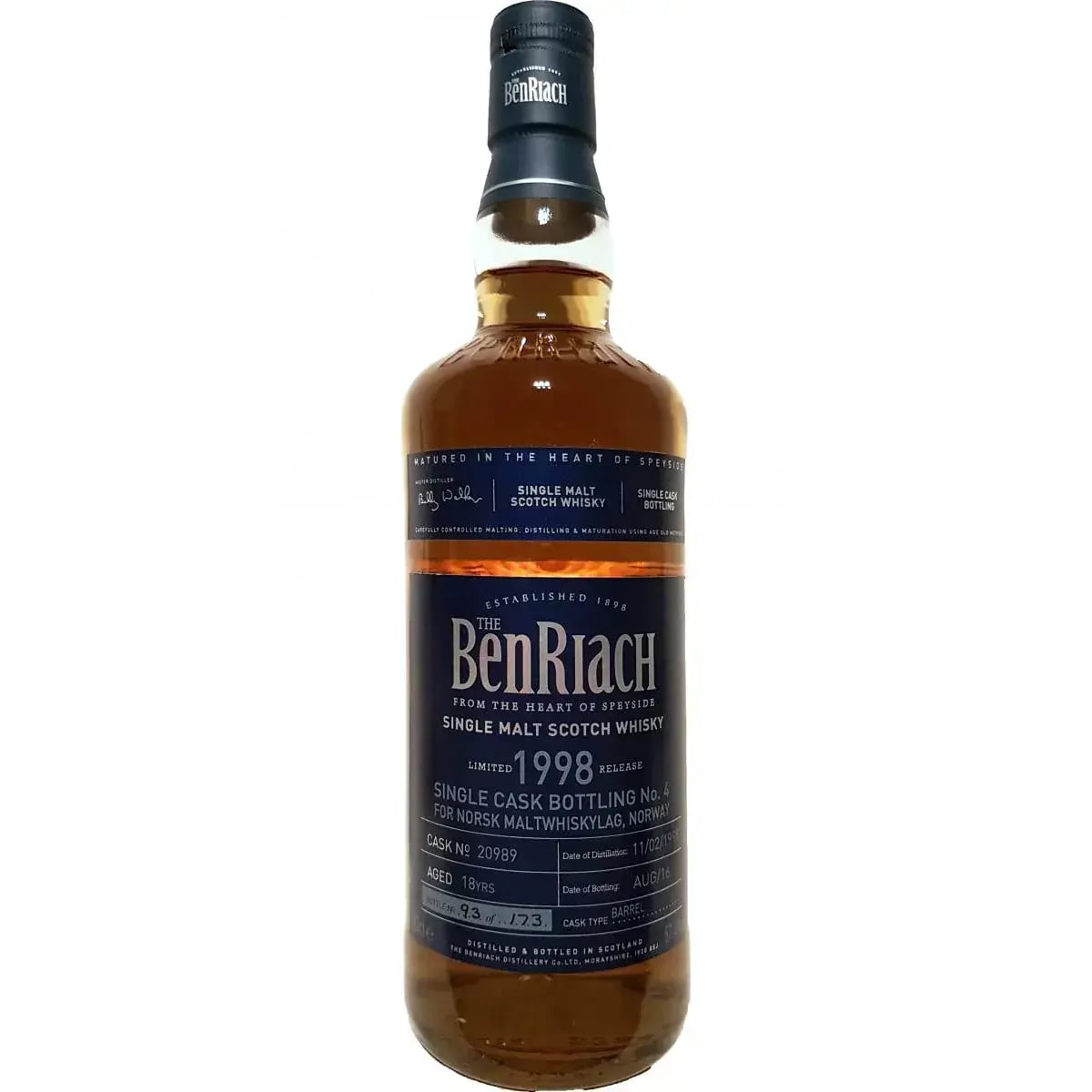 BenRiach 18 Years Old 1998 Single Cask Bottling Cask Nr.20989
