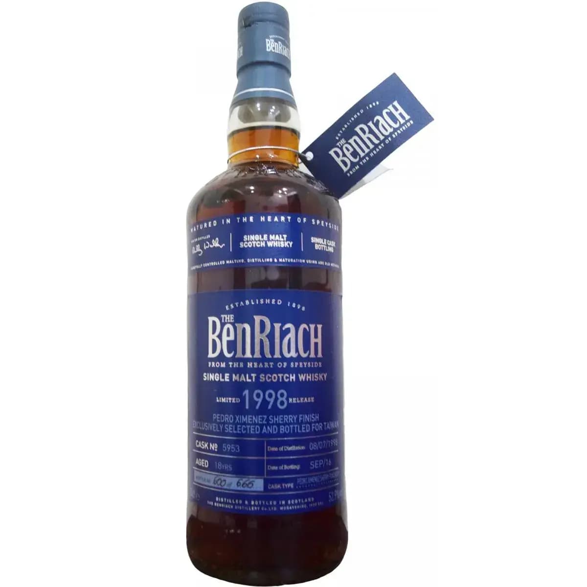 BenRiach 18 Years Old 1998 Single Cask Bottling Cask Nr.5953