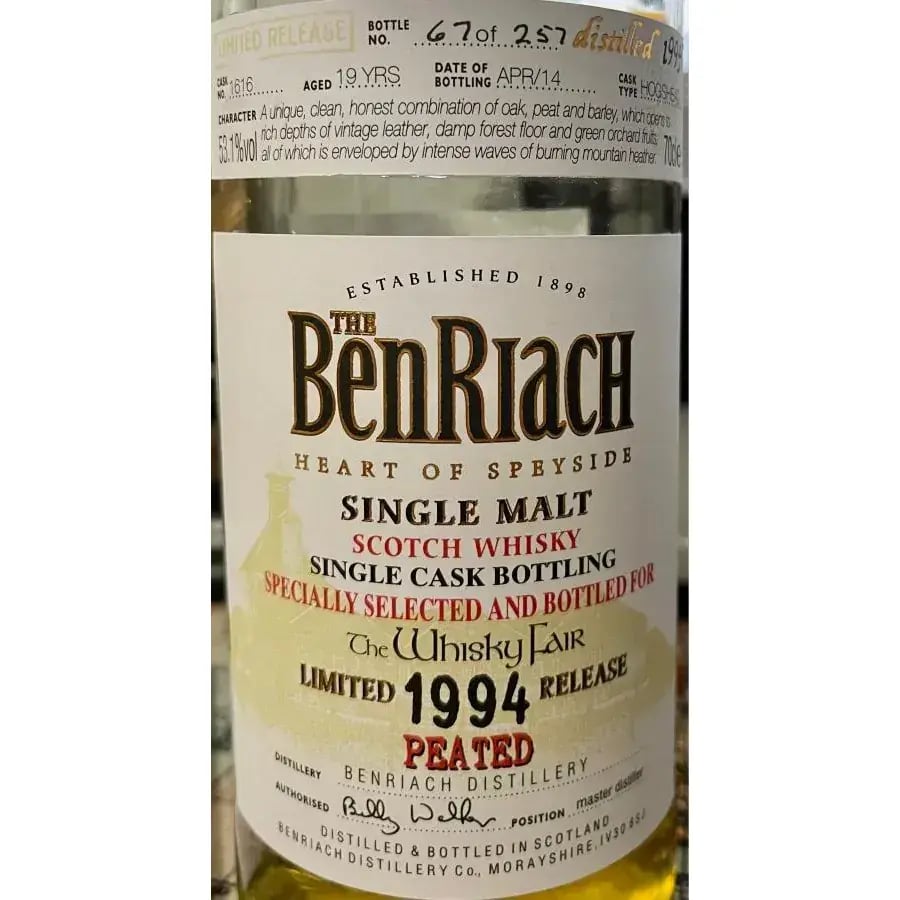BenRiach 19 Years Old 1994 Peated Cask Nr.1616