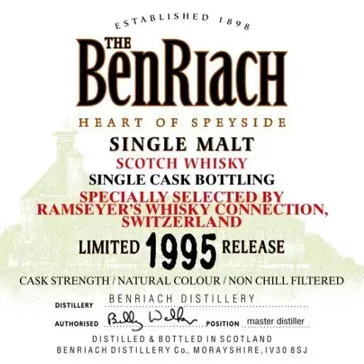 BenRiach 19 Years Old 1995 Single Cask Bottling Cask Nr.1946