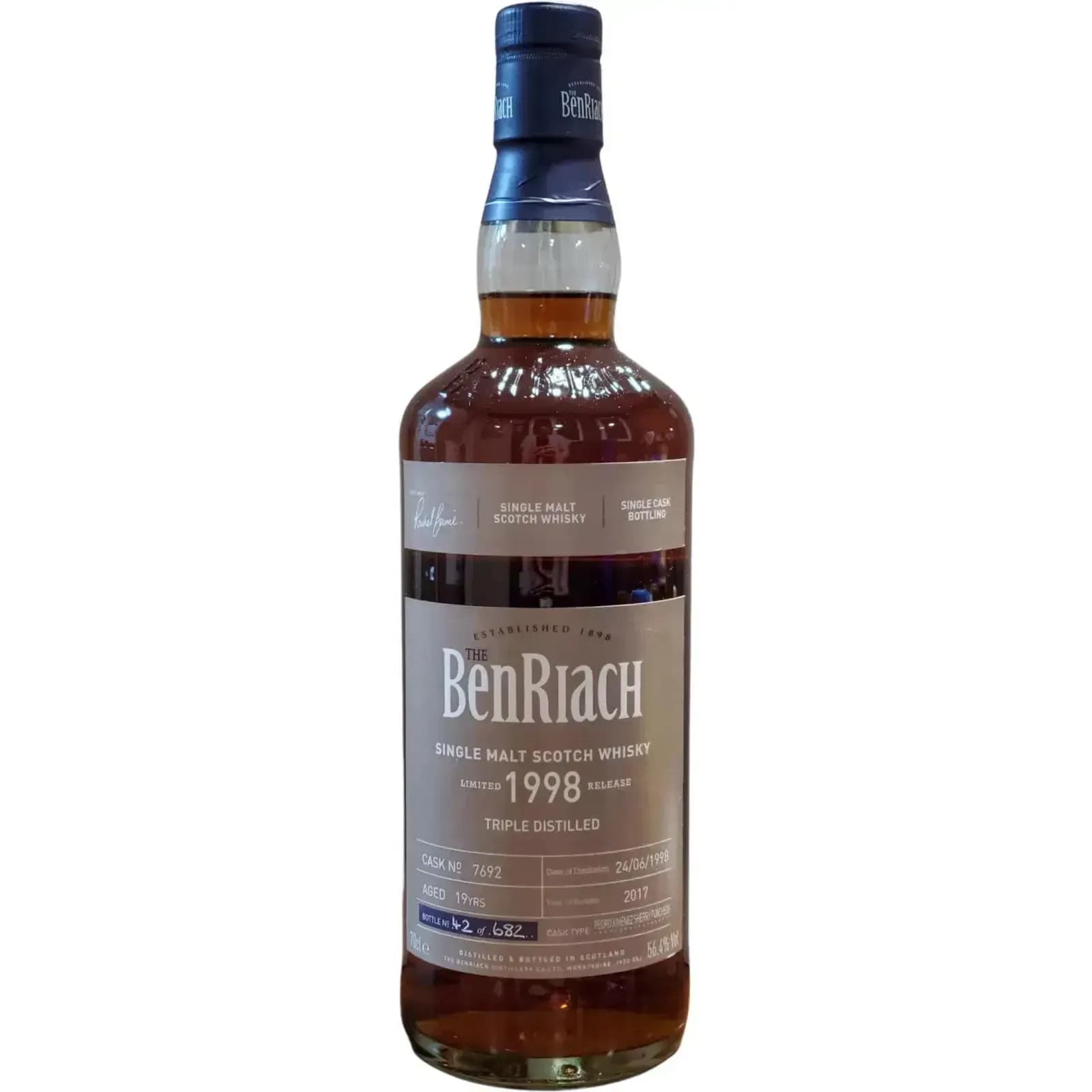 BenRiach 19 Years Old 1998 Triple Distilled Single Cask Bottling Cask Nr.7692