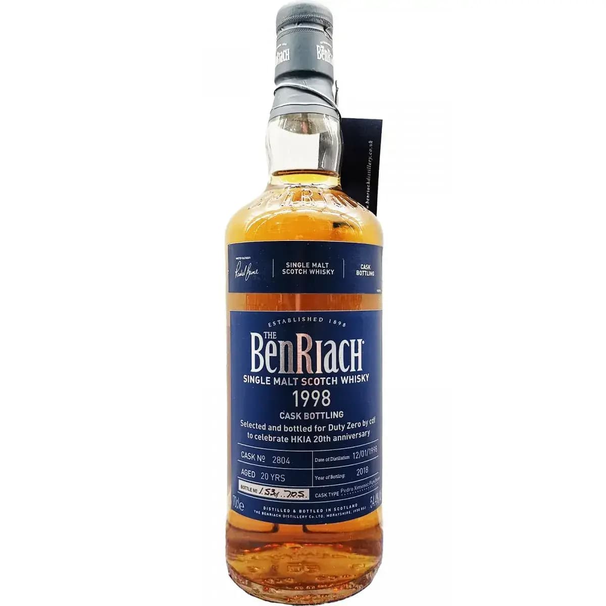 BenRiach 20 Years Old 1998 Single Cask Bottling Cask Nr.2804