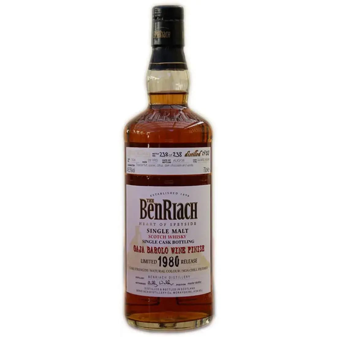 BenRiach 28 Years Old 1980 Single Cask Bottling Cask Nr.7404