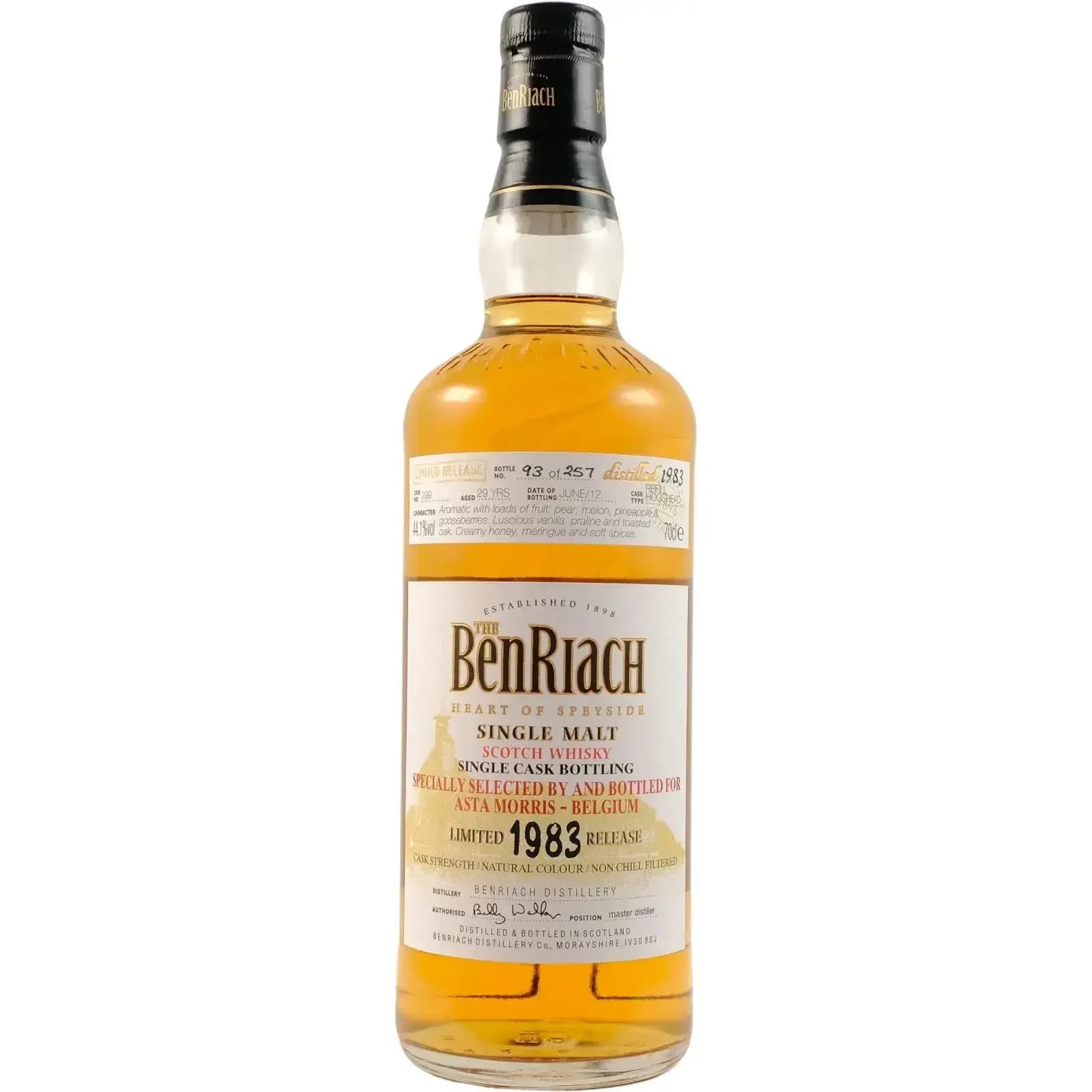 BenRiach 29 Years Old 1983 Single Cask Bottling Cask Nr.299