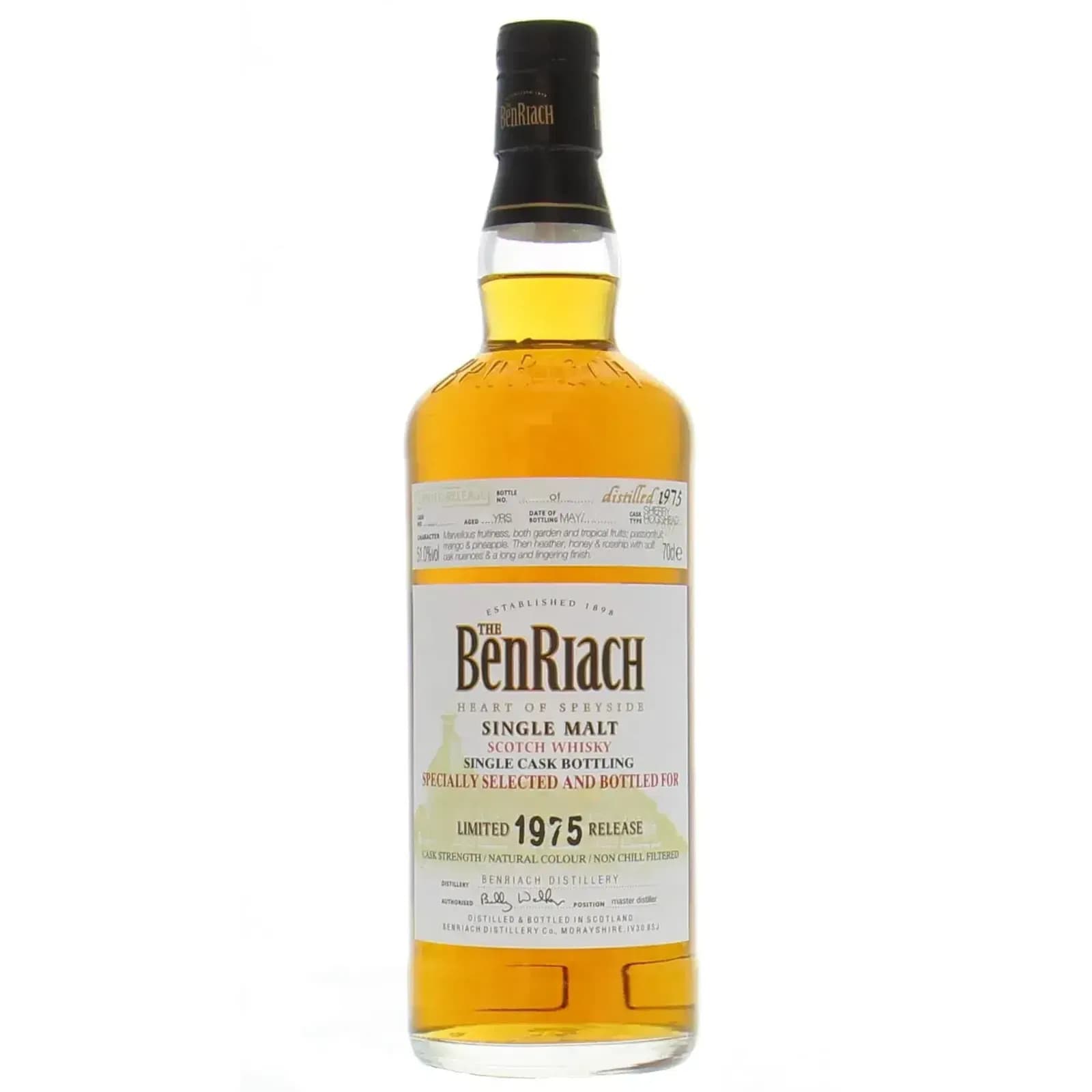 BenRiach 34 Years Old 1975 Single Cask Bottling Cask Nr.3061