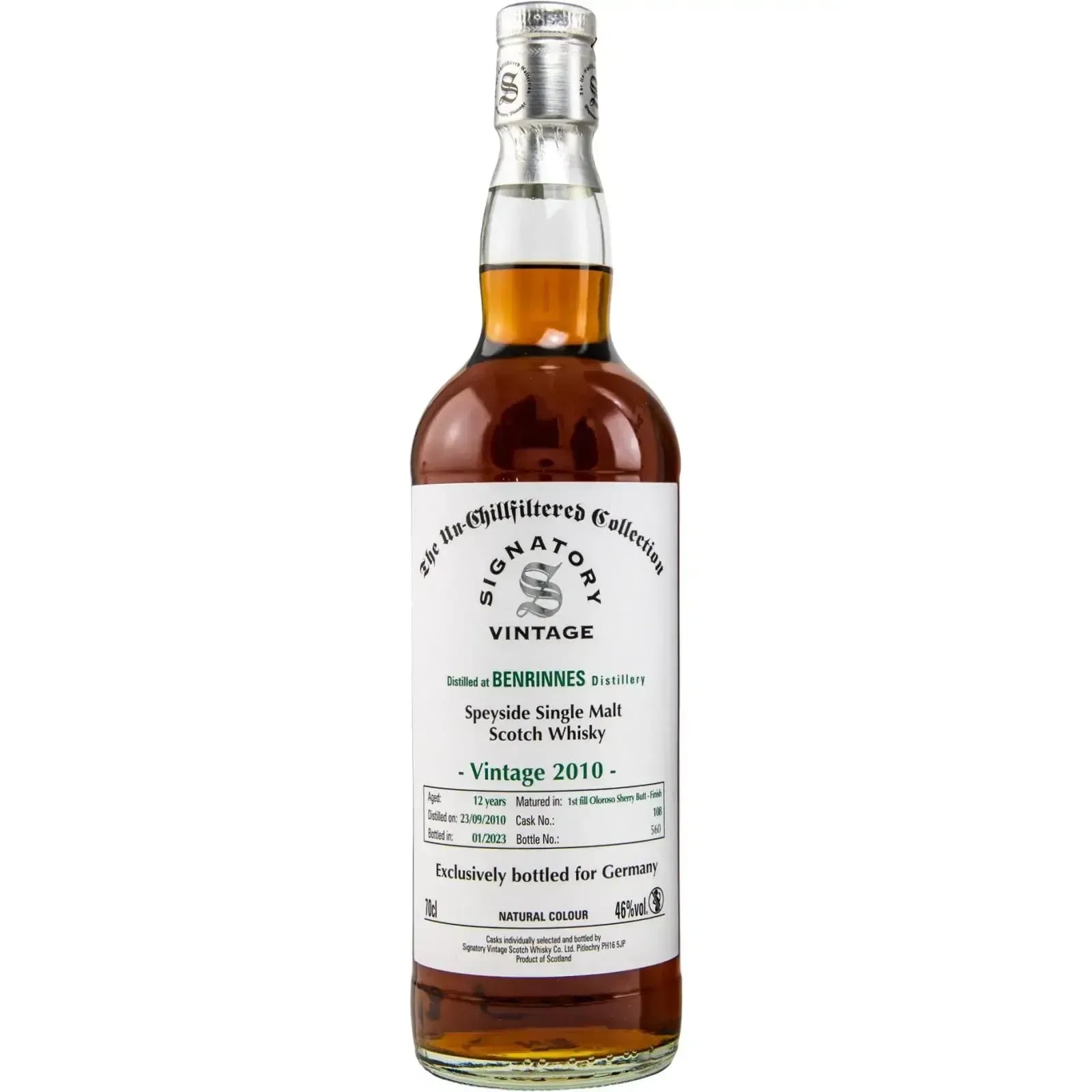 Benrinnes 12 Years Old 2010 The Un-Chillfiltered Collection Signatory Vintage 108