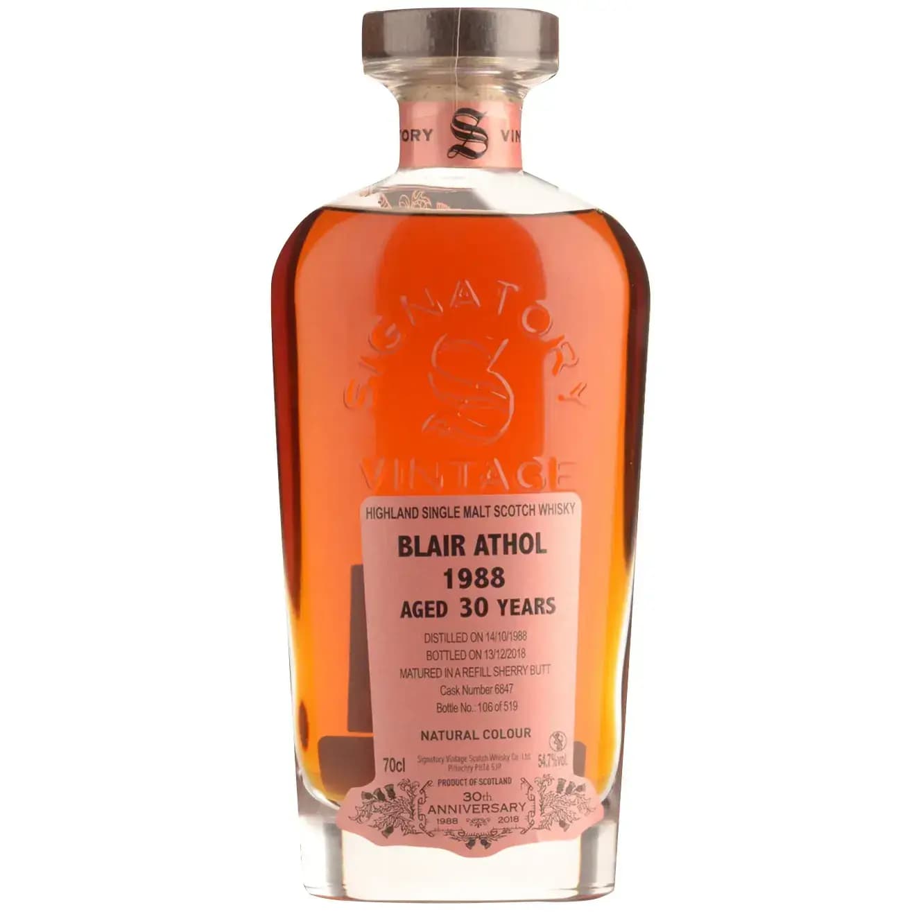 Blair Athol 30 Years Old 1988 Signatory Vintage Cask Nr.6847