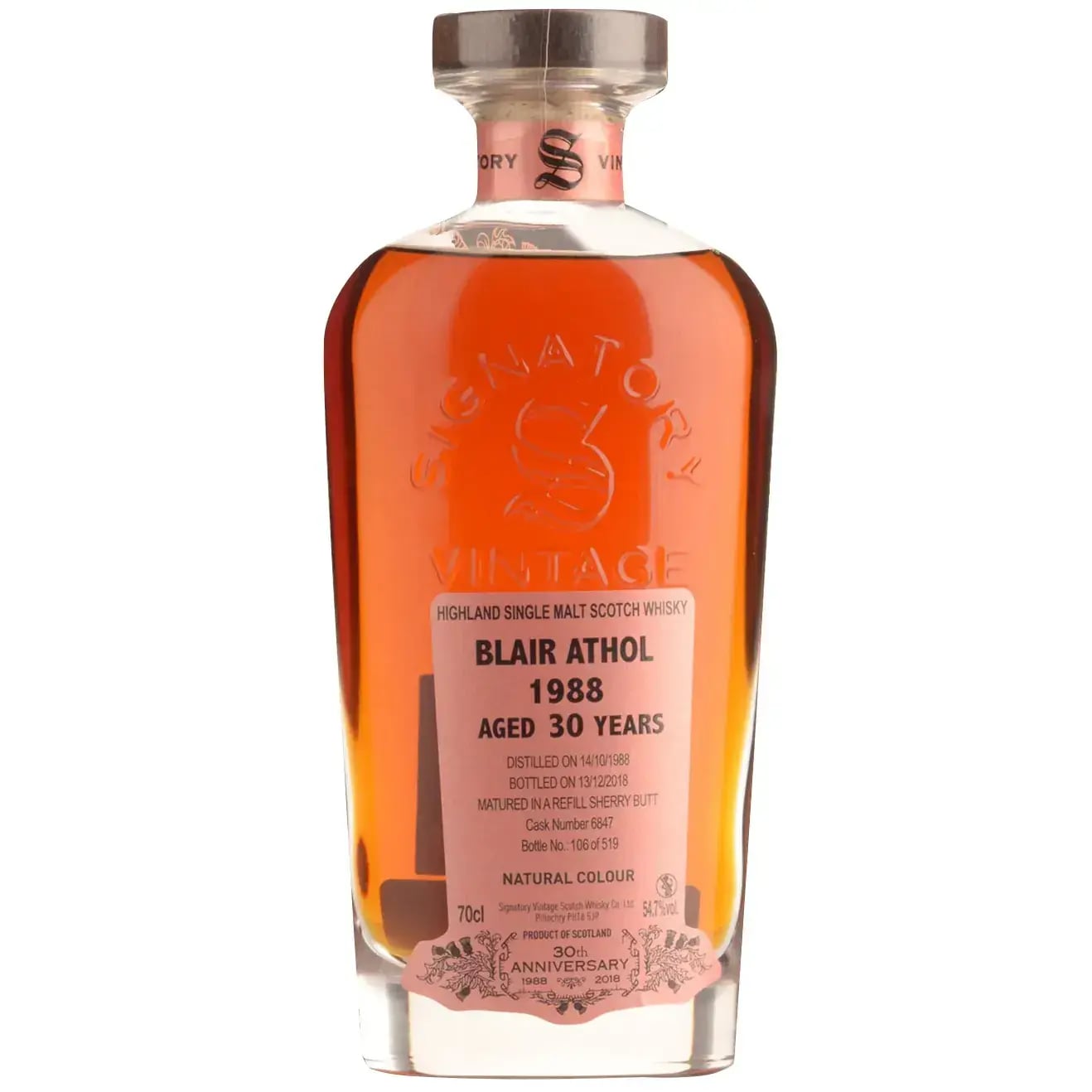 Blair Athol 30 Years Old 1988 Signatory Vintage Cask Nr.6847