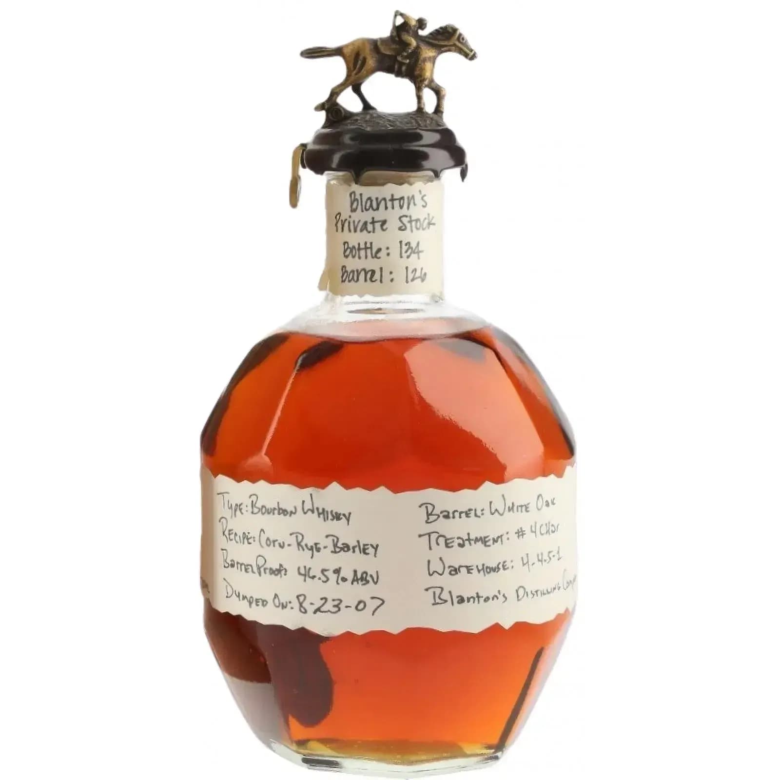 Blantons Private Stock Handwritten Label Cask Nr.126