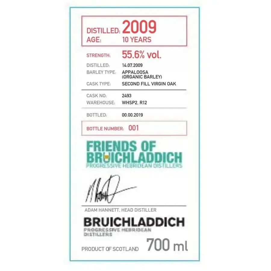 Bruichladdich 10 Years Old 2009 Friends Of Bruichladdich Cask Nr.2493