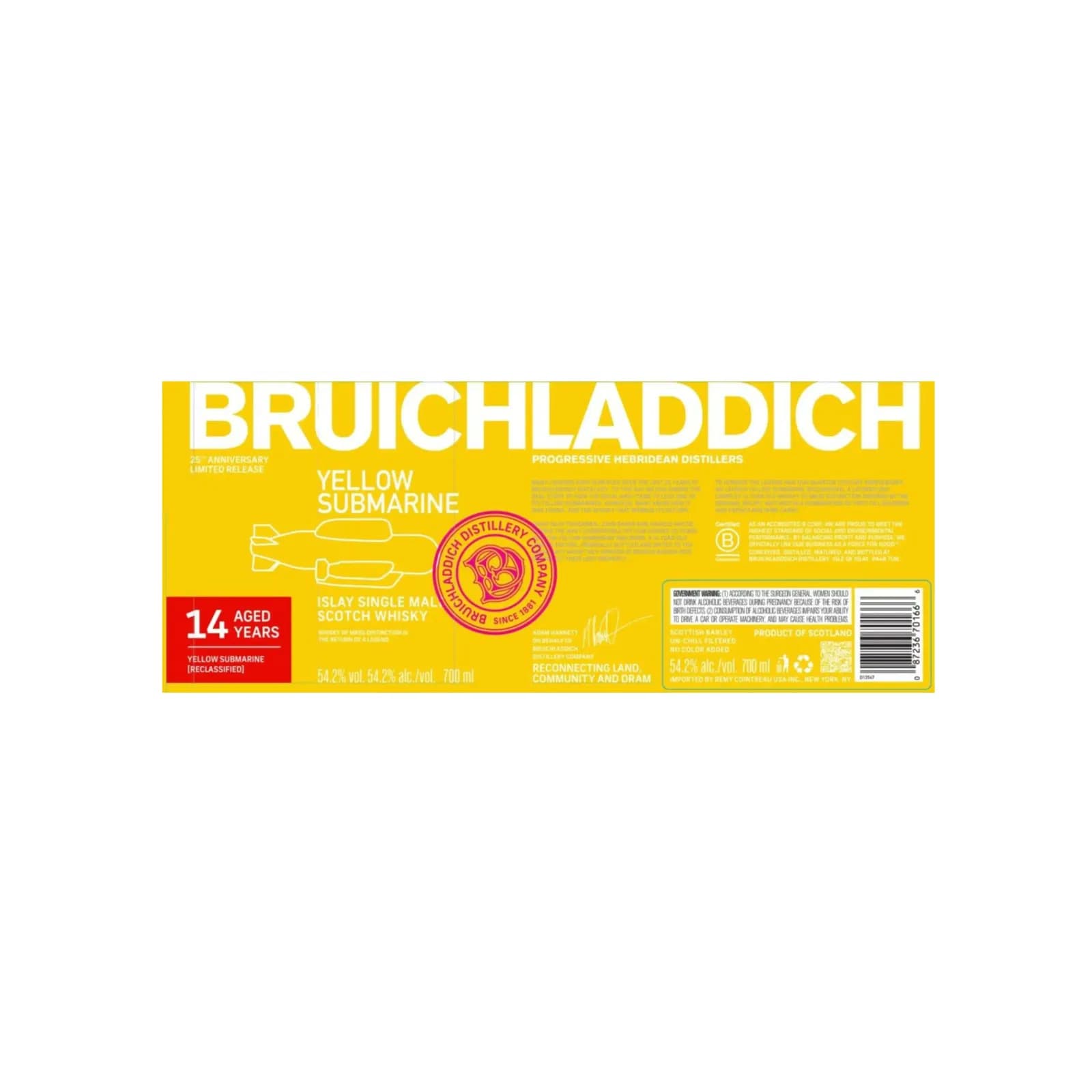 Bruichladdich 14 Years Old Yellow Submarine Reclassified- 25th Anniversary Edition